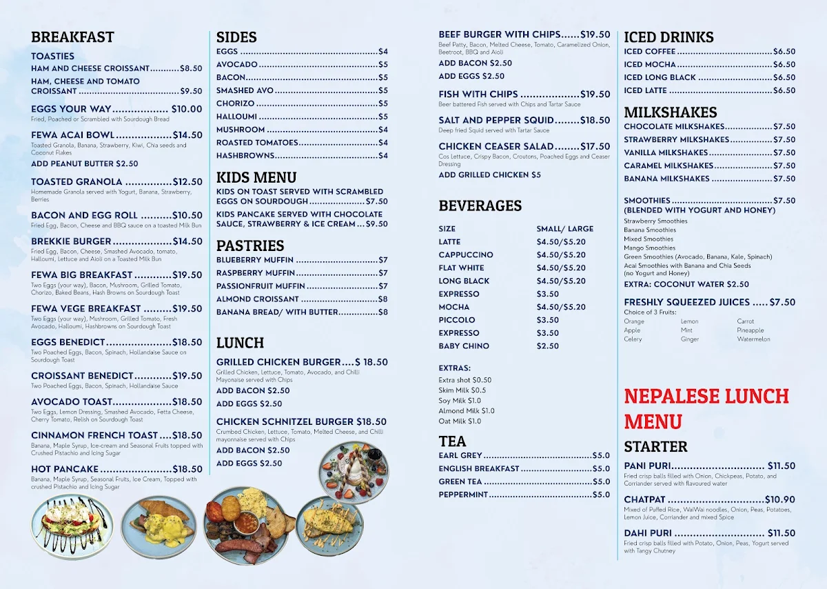Menu, FEWA KITCHEN