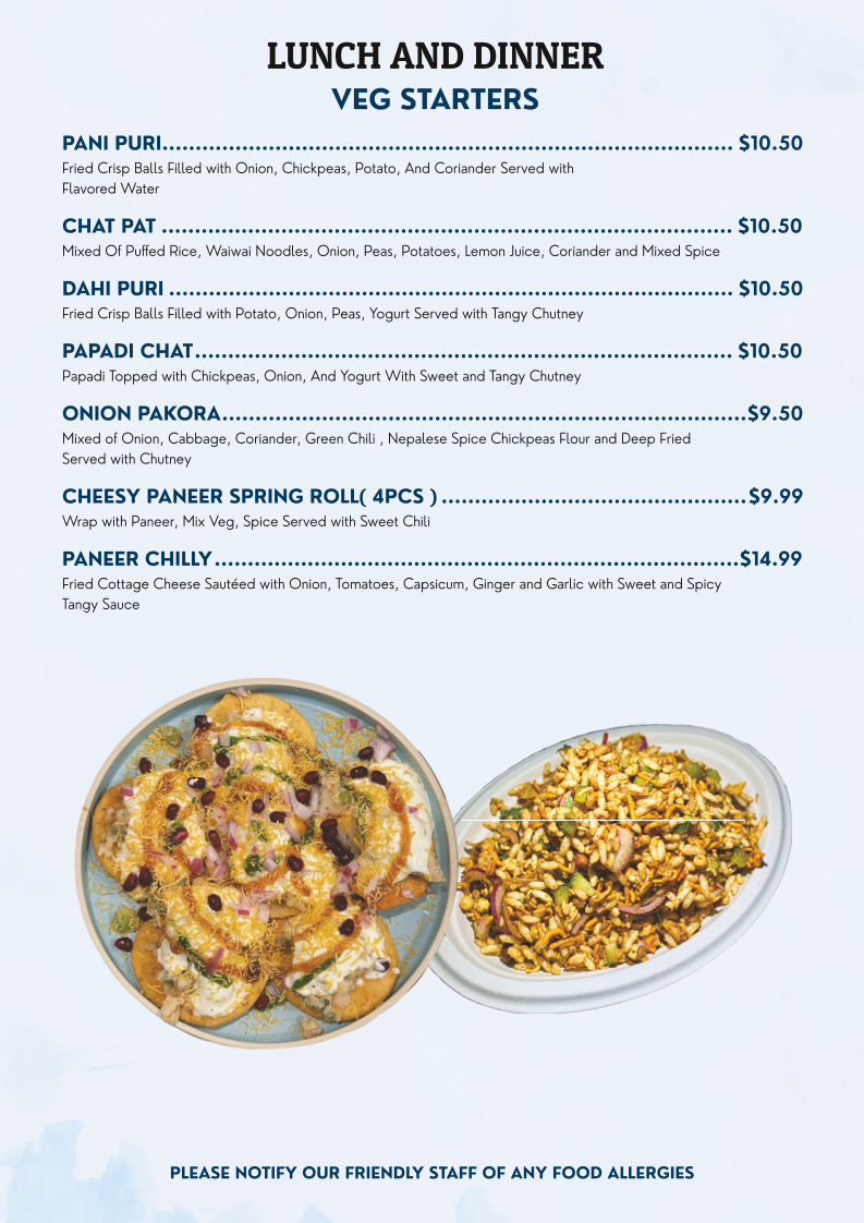 Menu, FEWA KITCHEN
