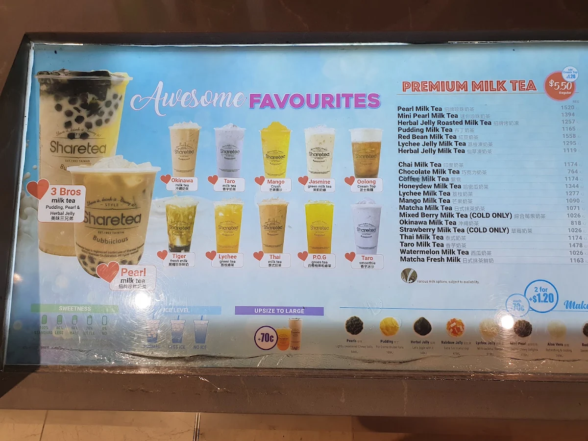 Menu, Sharetea Doncaster