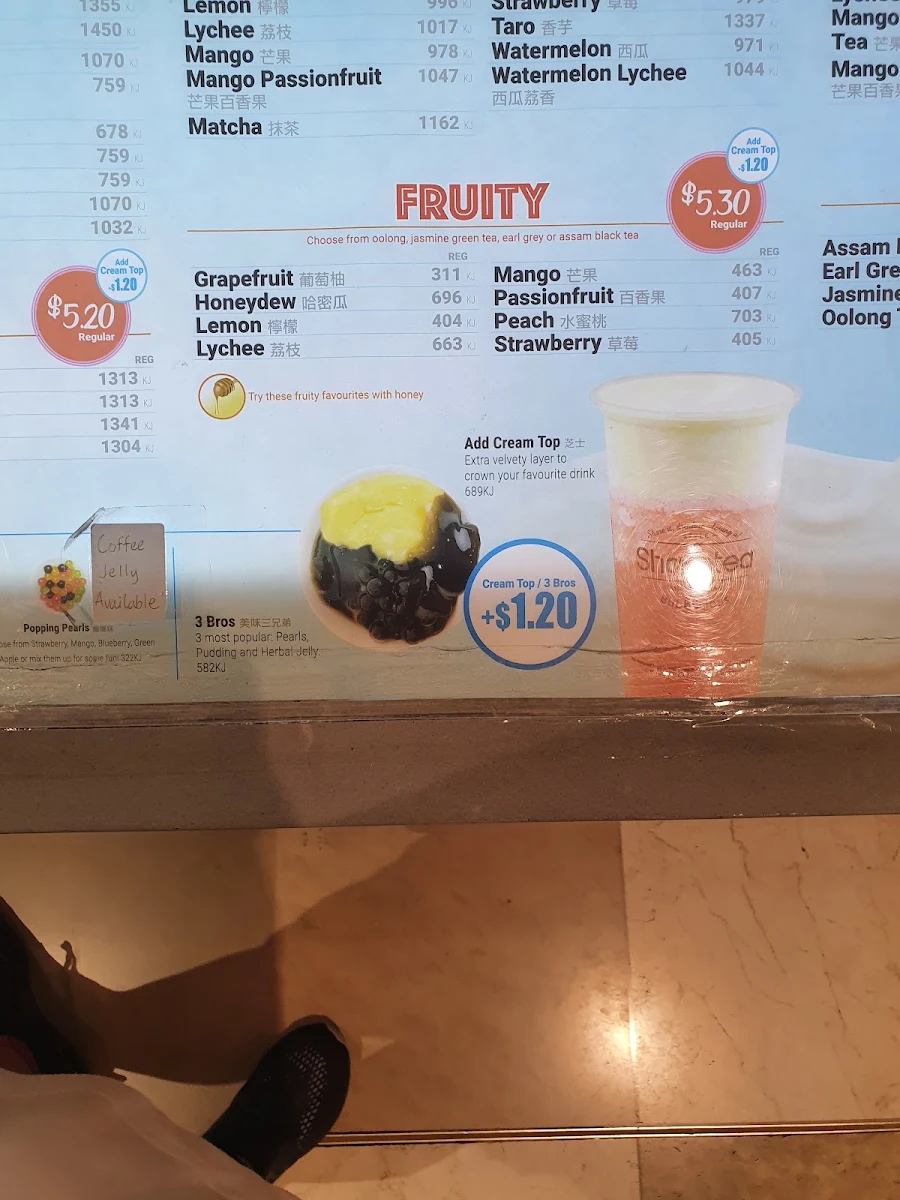 Menu, Sharetea Doncaster