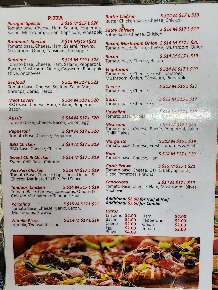 Menu, The New Paragon Dining