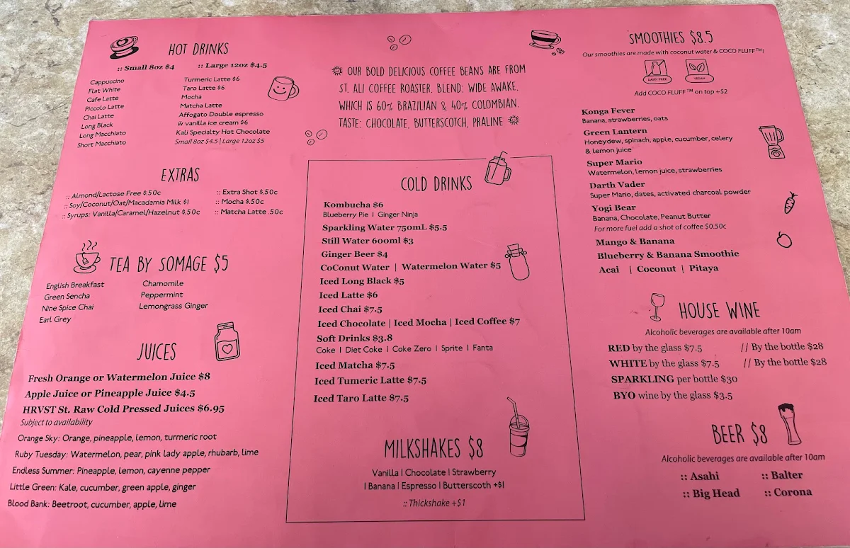 Menu, Goji Granola Bar & Cafe