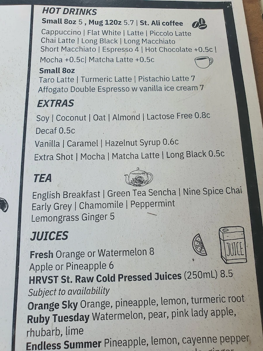 Menu, Goji Granola Bar & Cafe