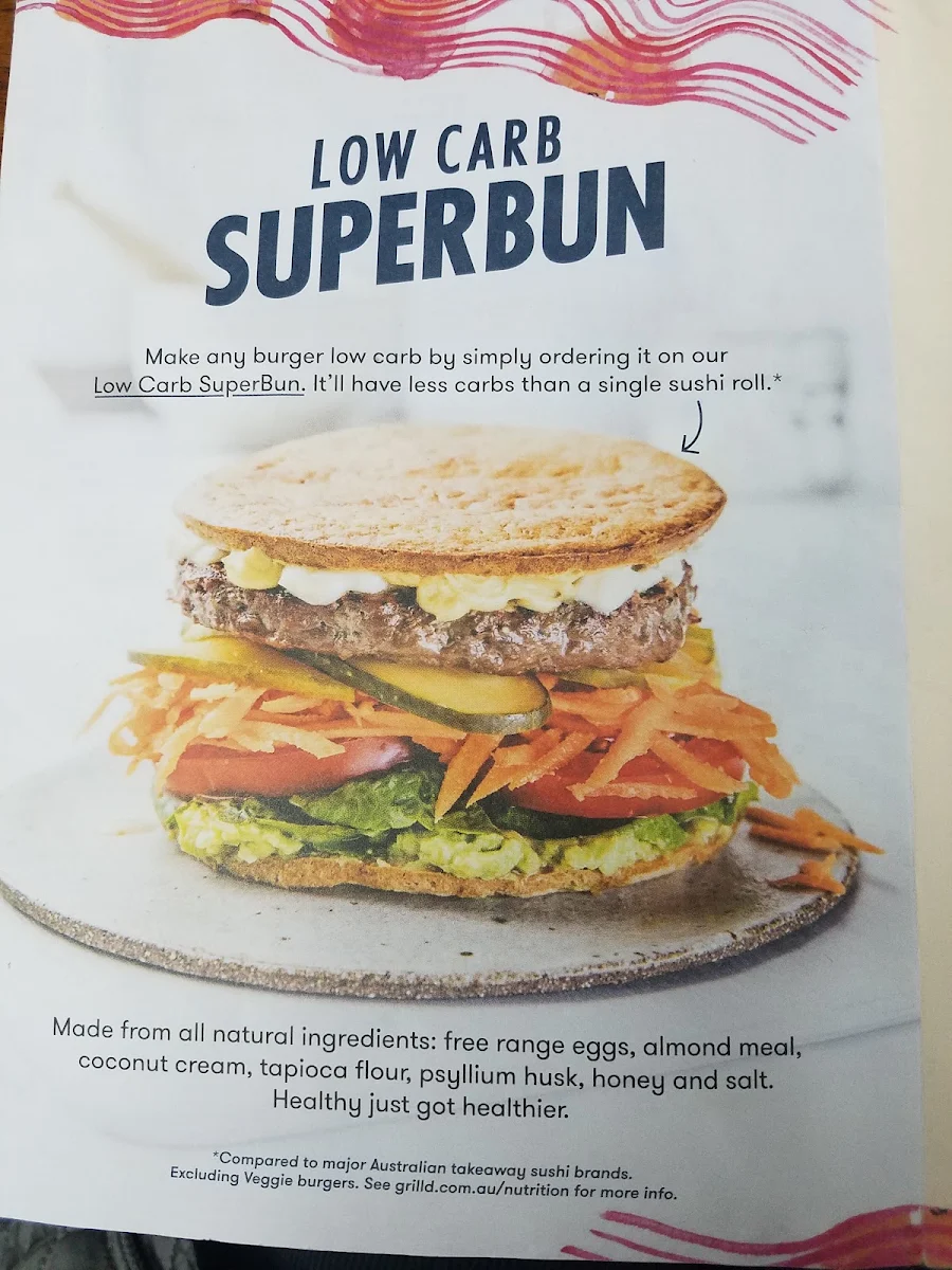 Menu, Grill'd Burgers - Westfield Sydney