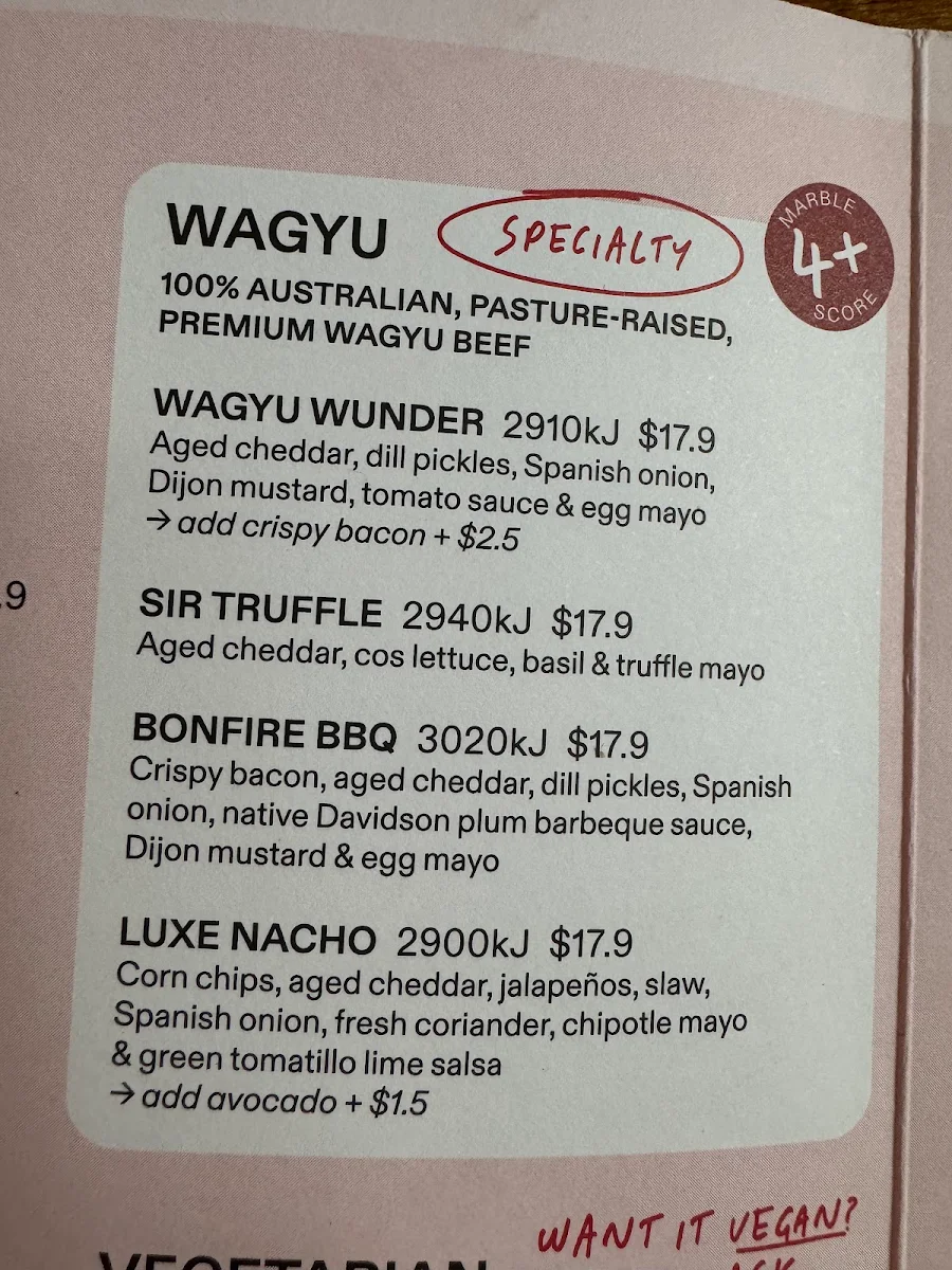 Menu, Grill'd Burgers - Westfield Sydney