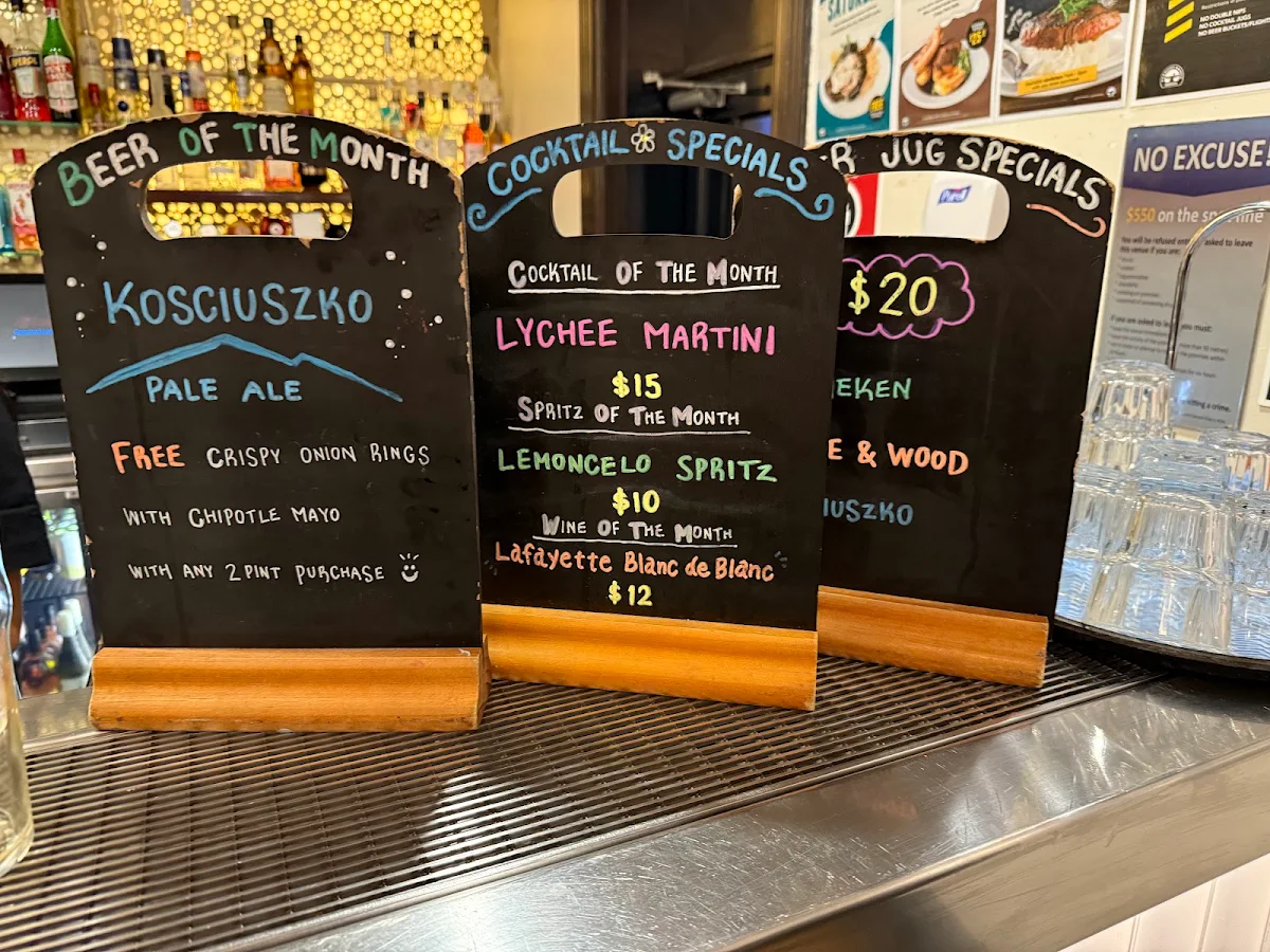 Menu, Pyrmont Bridge Hotel