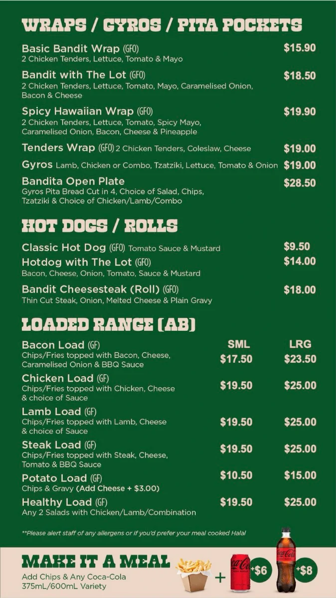 Menu, Chicken Bandits