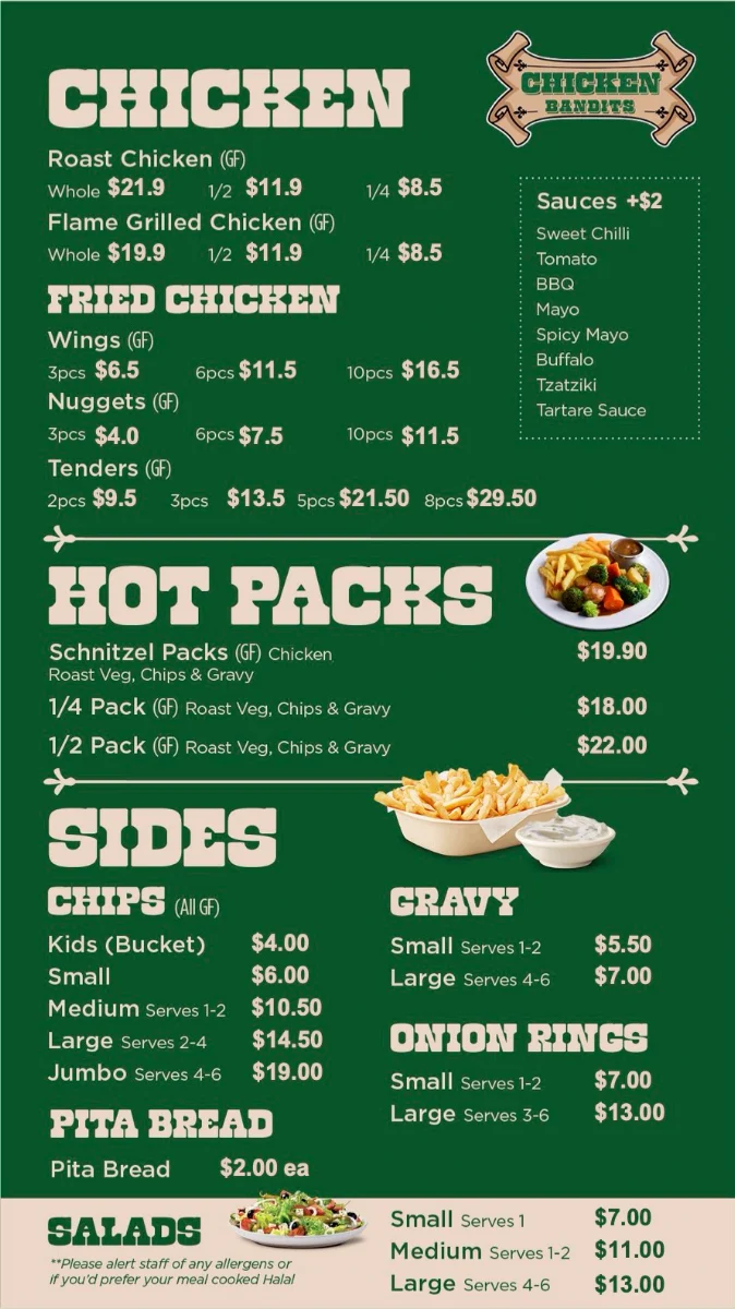 Menu, Chicken Bandits
