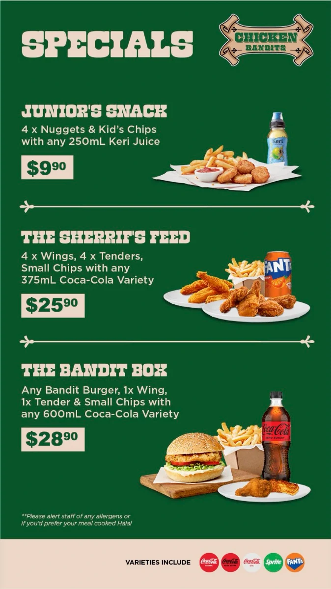 Menu, Chicken Bandits