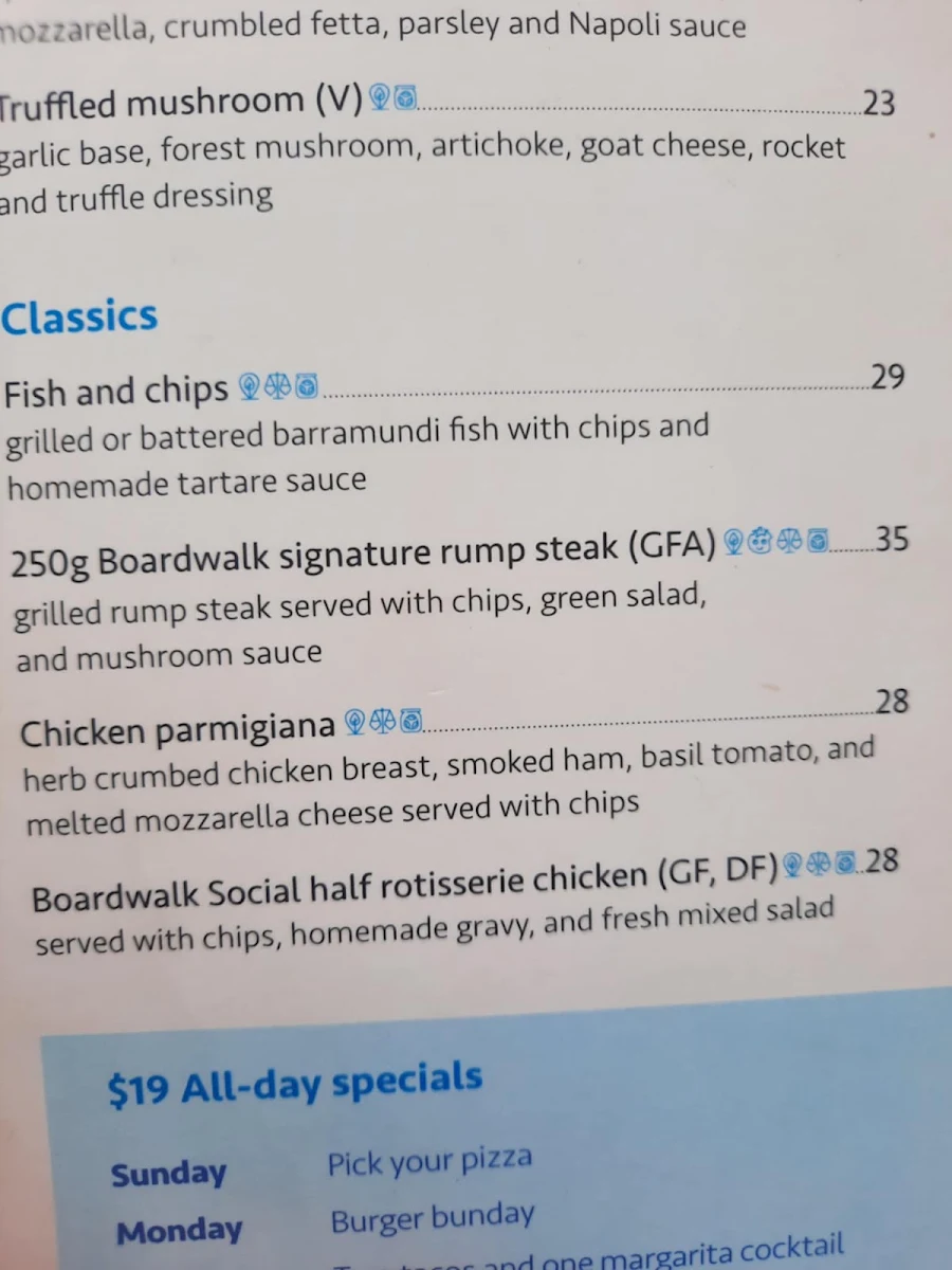 Menu, Boardwalk Social by Crystalbrook