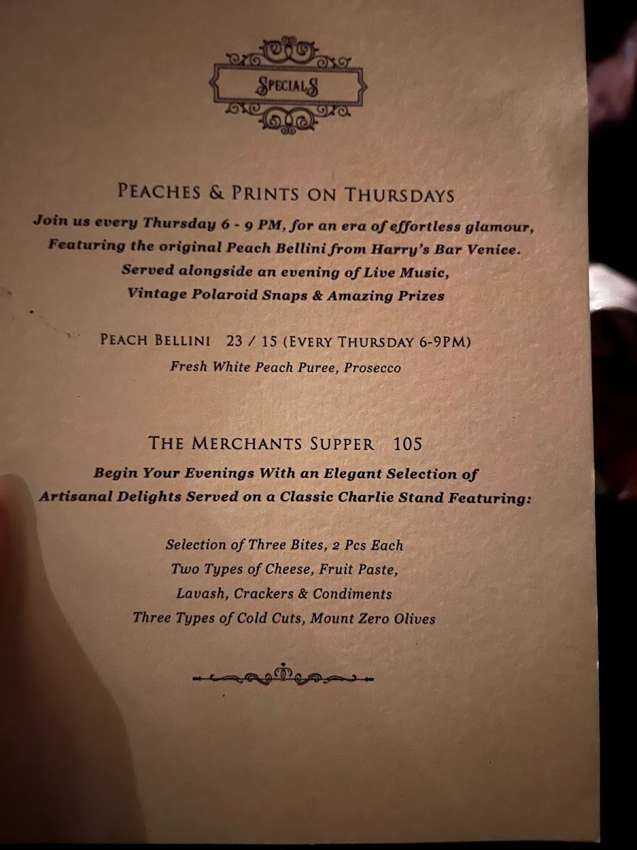 Menu, Mill Place Merchants