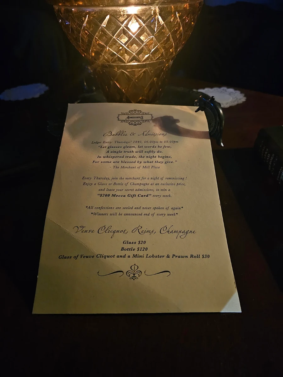 Menu, Mill Place Merchants