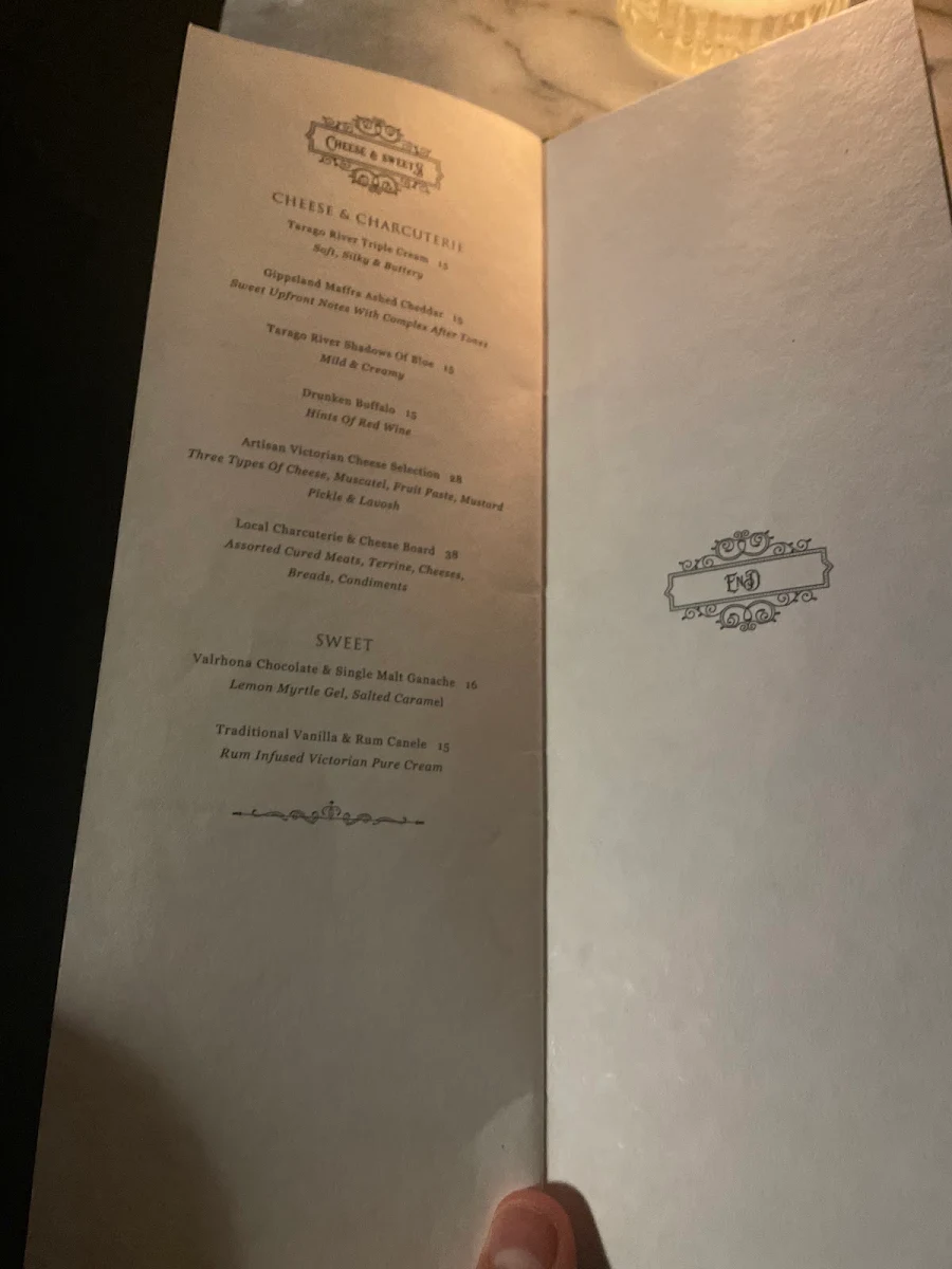 Menu, Mill Place Merchants