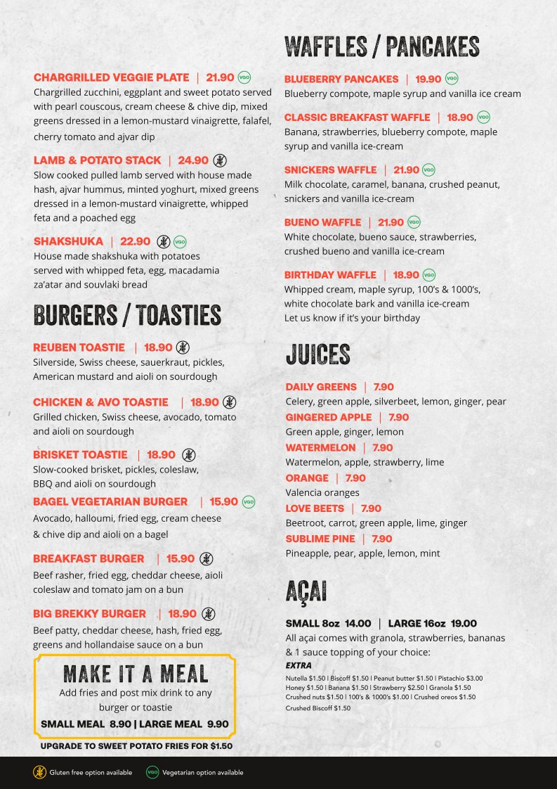 Menu, Big Buns Burgers Ribs & Shakes - Upper Mount Gravatt