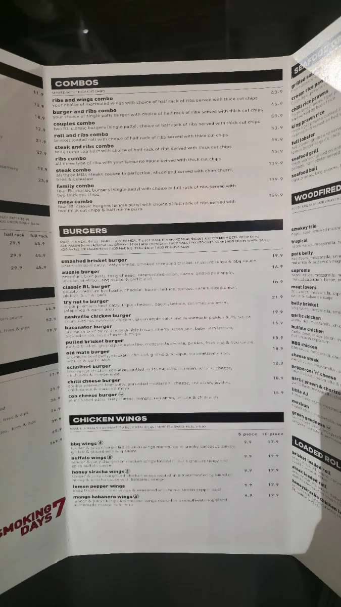 Menu, Ribs Lane Forrestfield