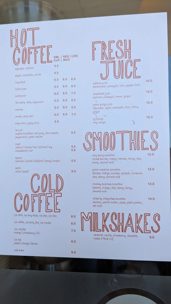 Menu, Aurenda Coffee Co.