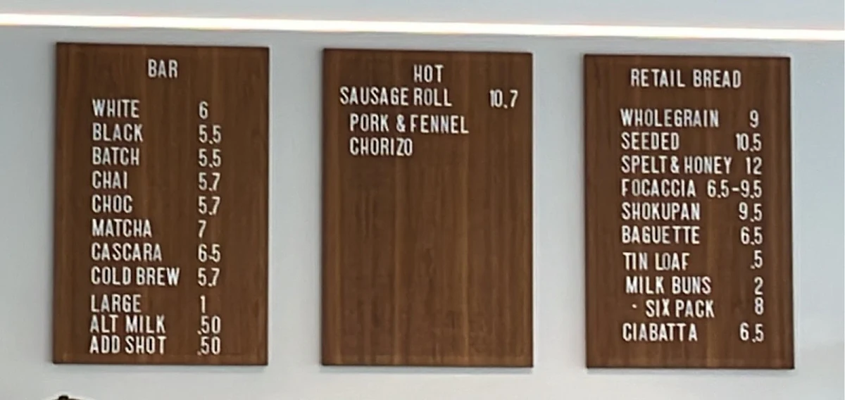 Menu, Double Dutch Bakery