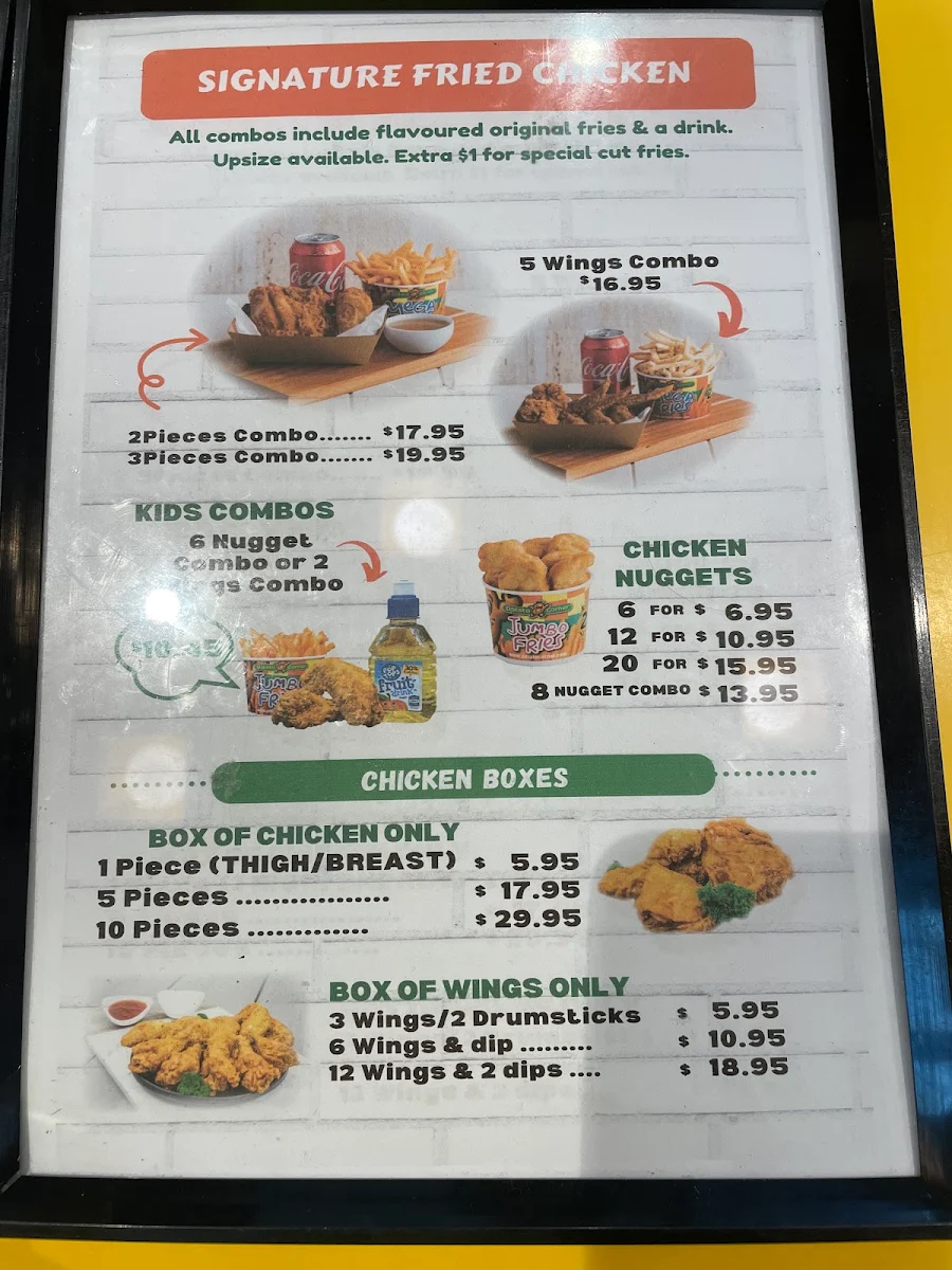 Menu, Potato Avenue Oran Park (formerly known as Potato Corner Oran Park)
