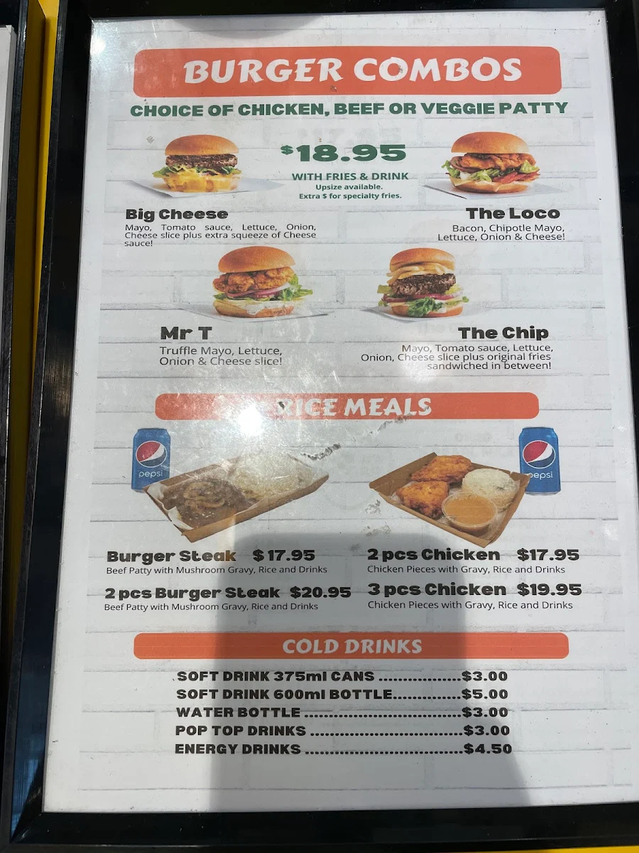 Menu, Potato Avenue Oran Park (formerly known as Potato Corner Oran Park)