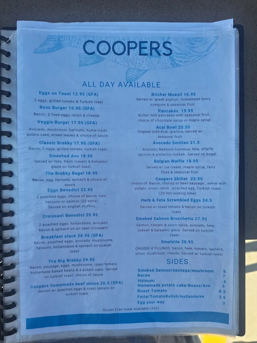 Menu, Cooper's Speciality Coffee and Tap House