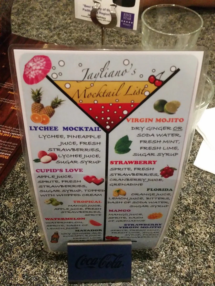 Menu, Jayliano's Strathpine