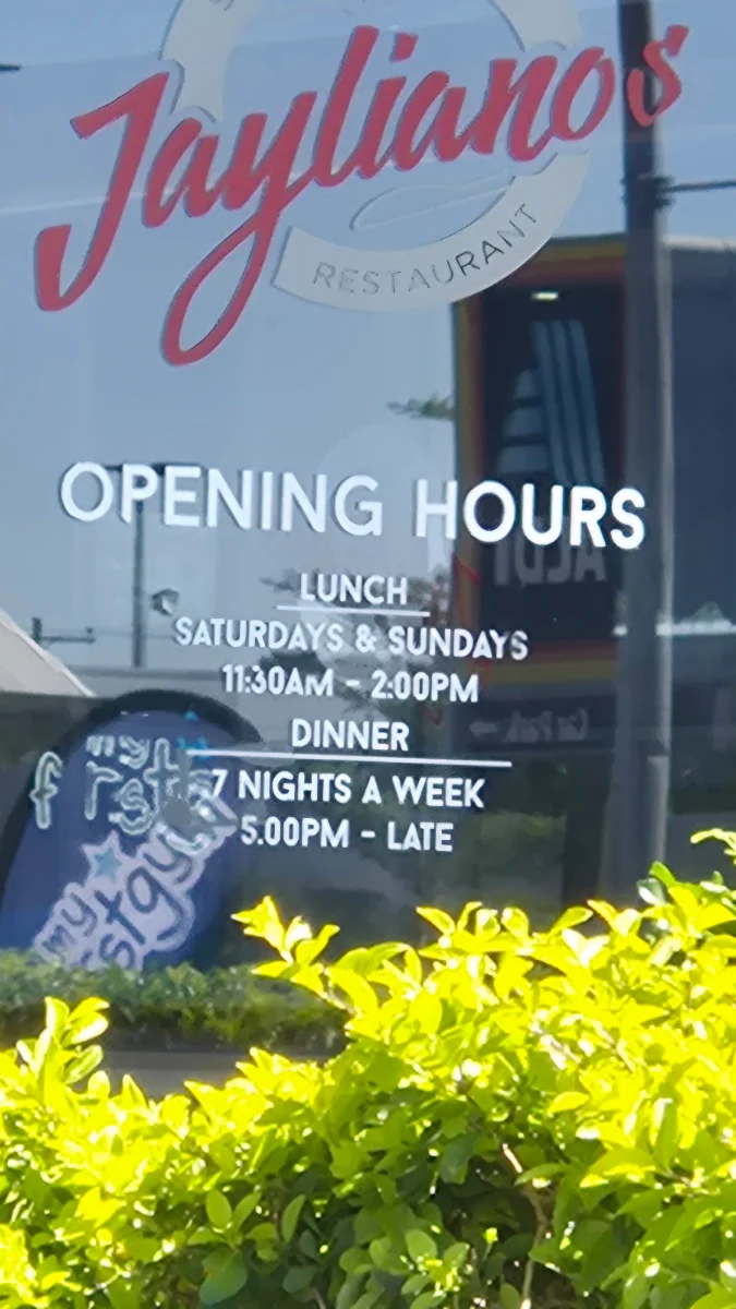 Menu, Jayliano's Strathpine