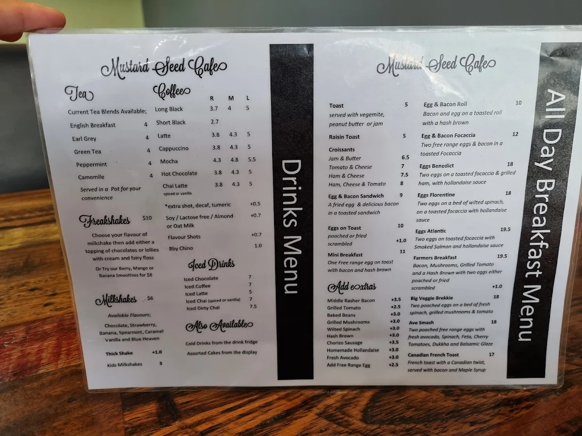 Menu, The Mustard Seed Cafe