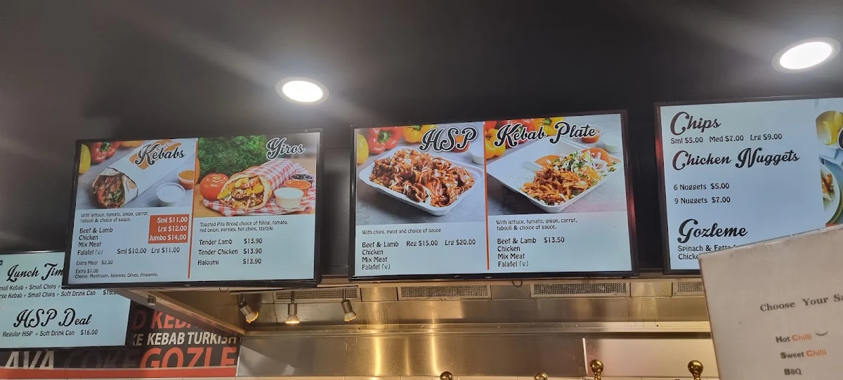 Menu, Clayfield Kebab