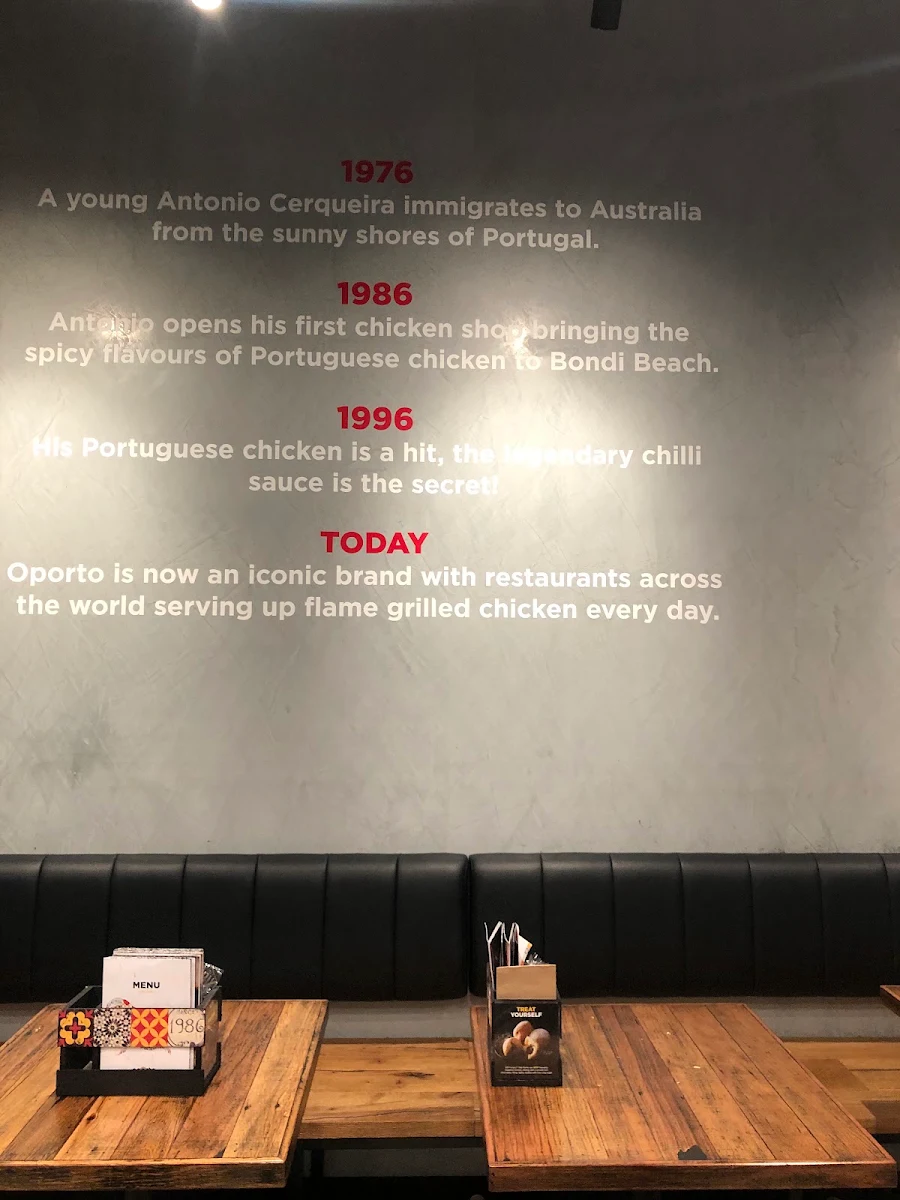 Menu, Oporto DFO South Wharf