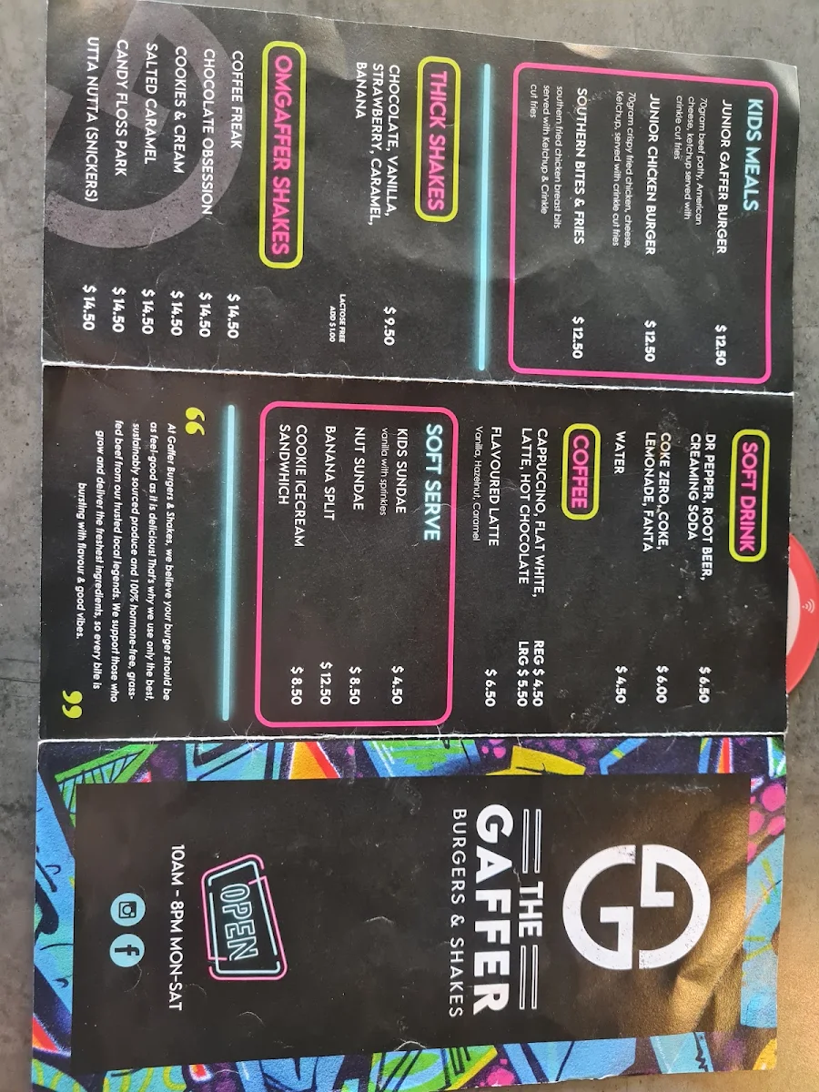 Menu, The Gaffer
