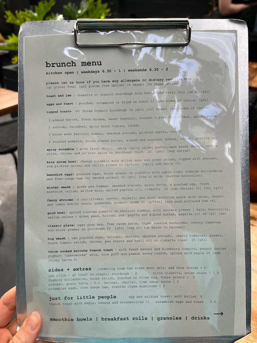 Menu, Little Sisto
