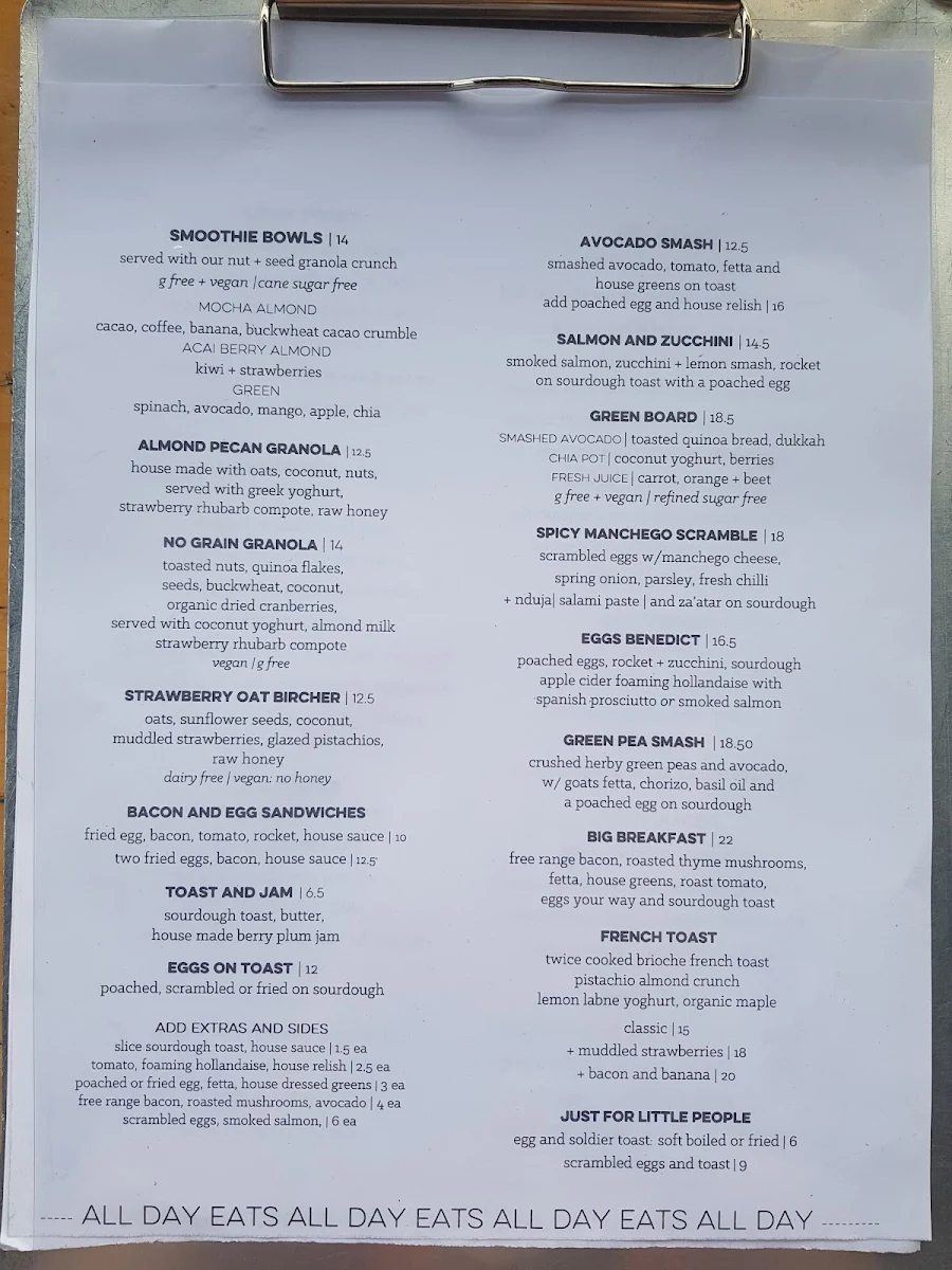 Menu, Little Sisto