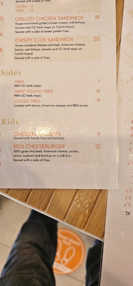 Menu, Clementines Cafe
