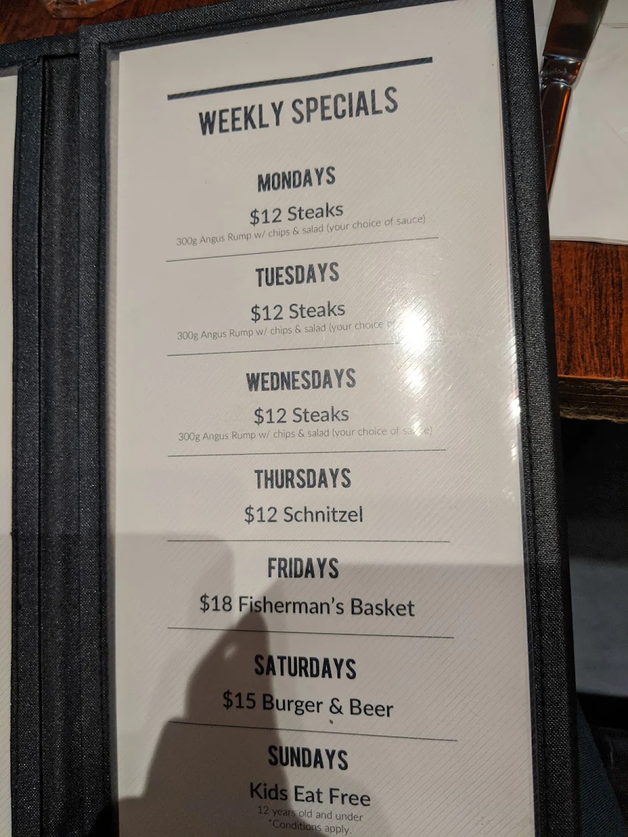 Menu, Croydon Park Hotel