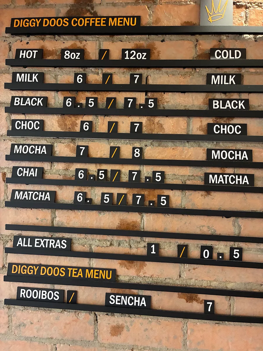Menu, Diggy Doo's Coffee