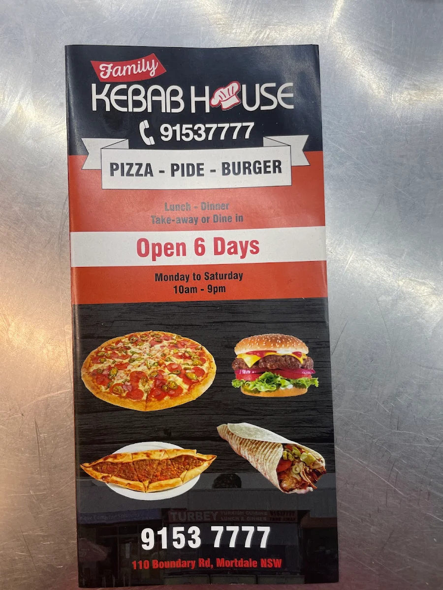 Menu, Family kebab house