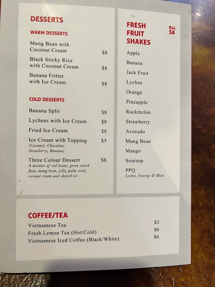 Menu, Pho Phu Quoc