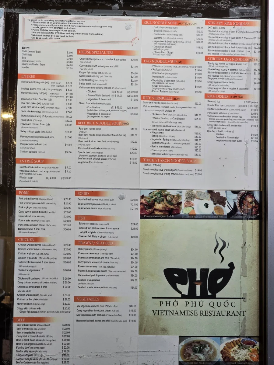 Menu, Pho Phu Quoc