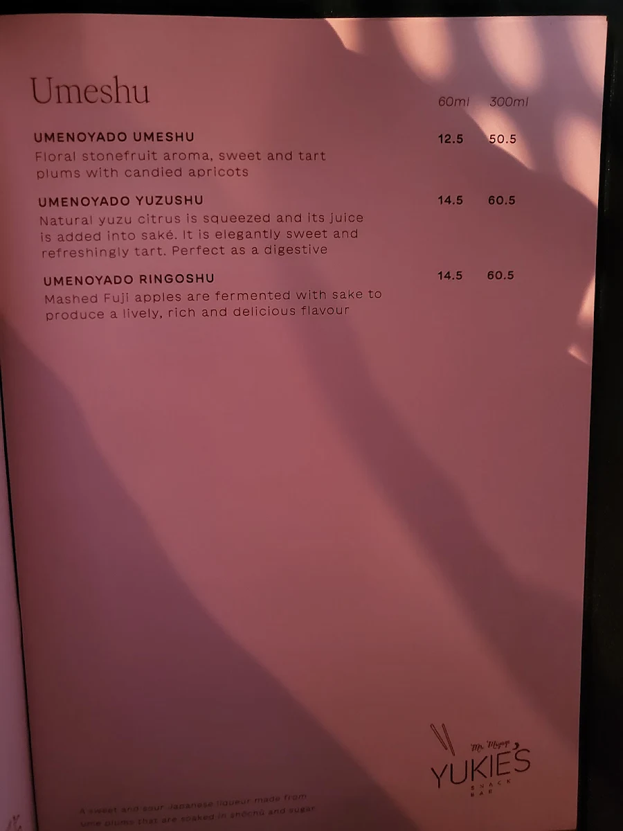Menu, Mr. Miyagi