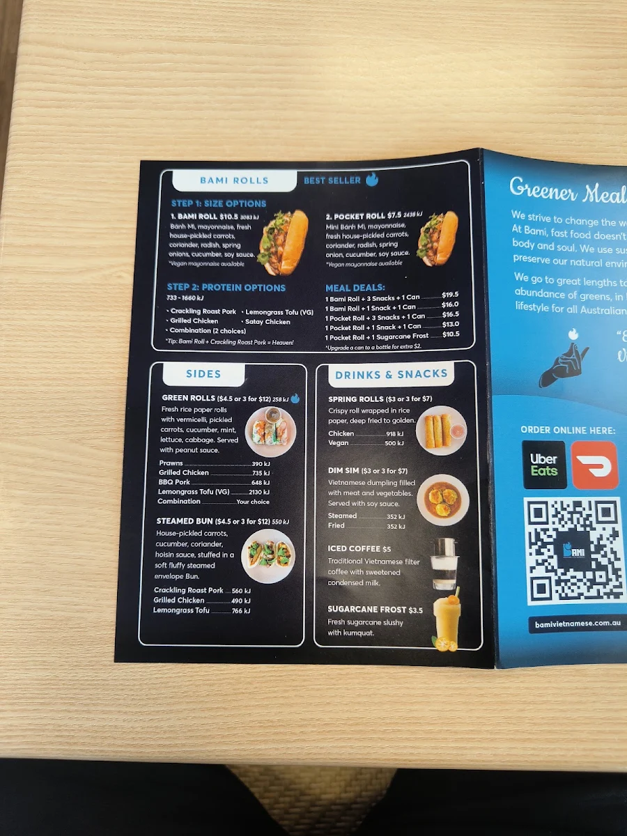 Menu, Bami Brighton
