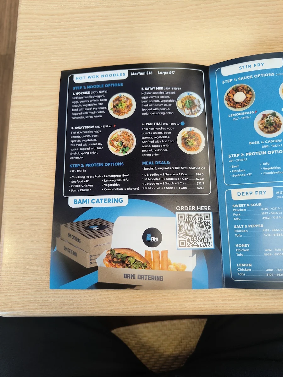 Menu, Bami Brighton