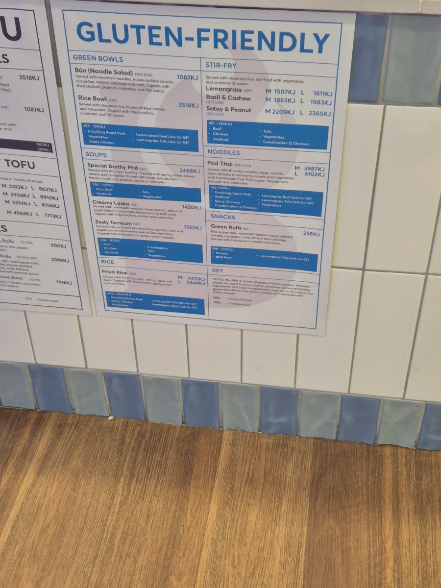 Menu, Bami Brighton