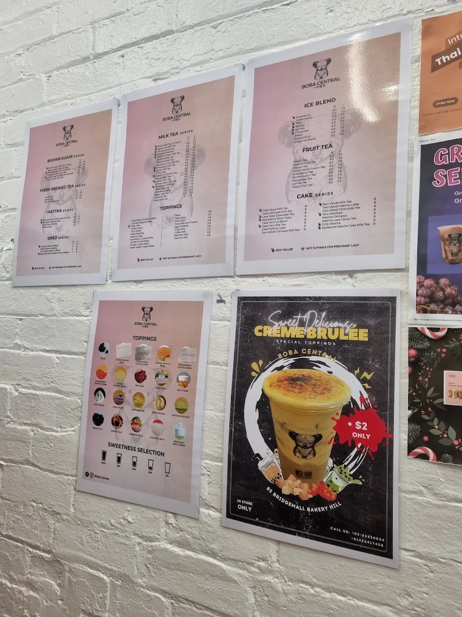 Menu, Boba Central Ballarat