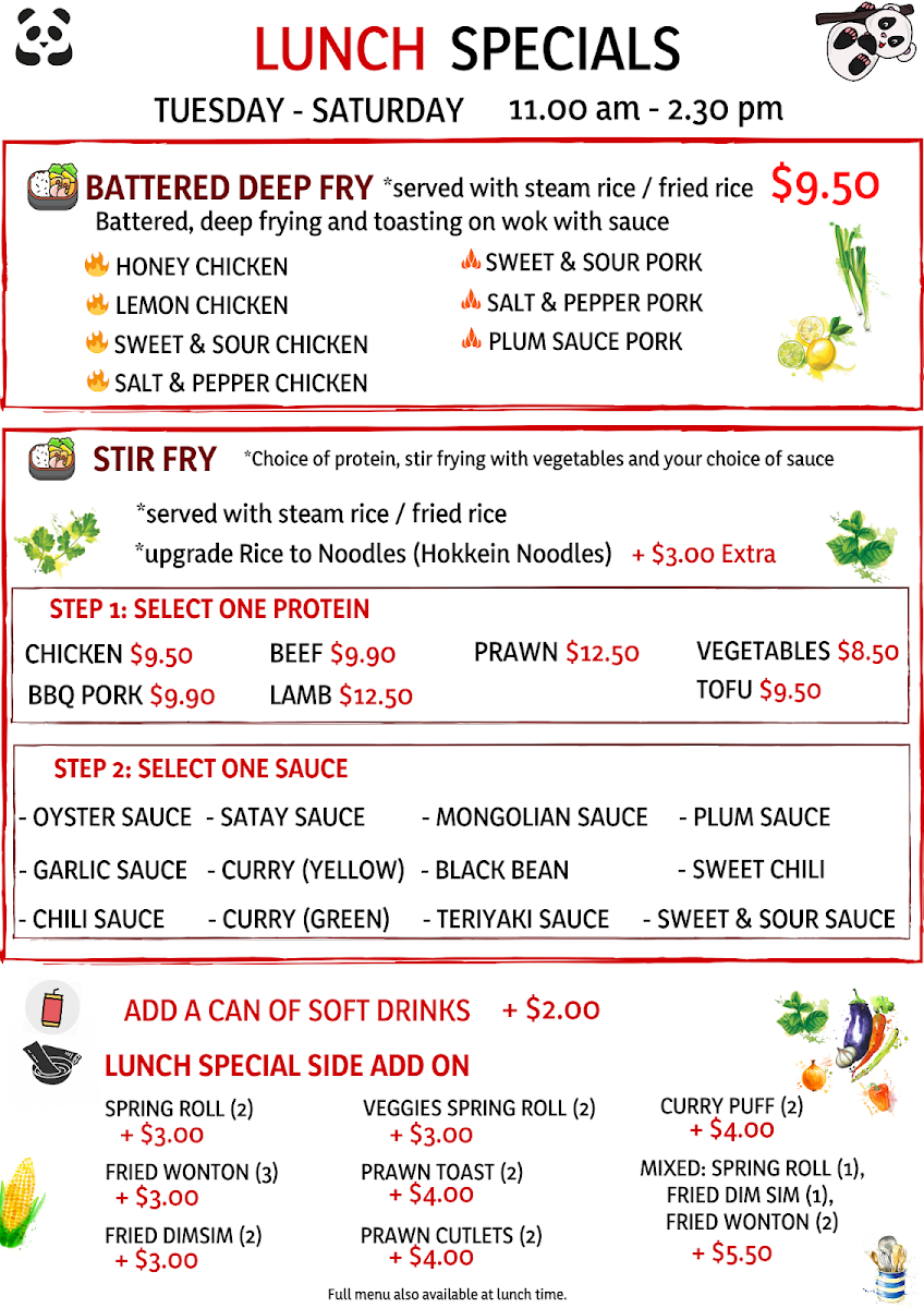 Menu, Golden Lor Yarrabilba Chinese Restaurant & Takeaway