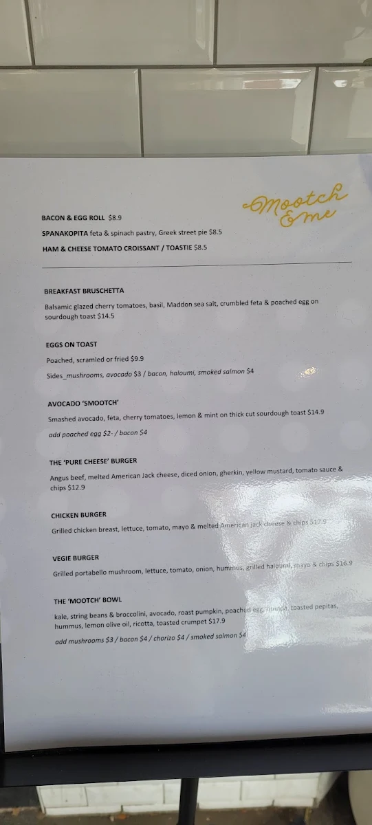 Menu, Mootch & Me