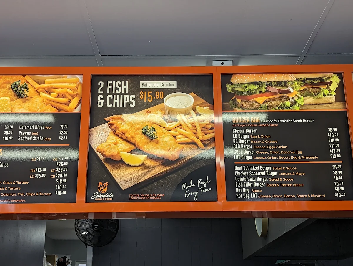 Menu, Erindale Chicken & Seafood