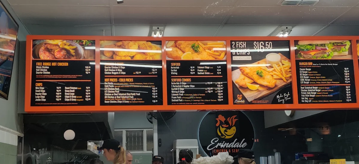 Menu, Erindale Chicken & Seafood