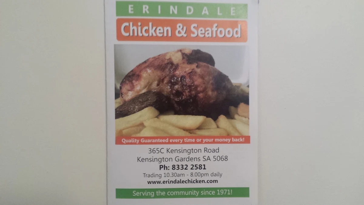 Menu, Erindale Chicken & Seafood