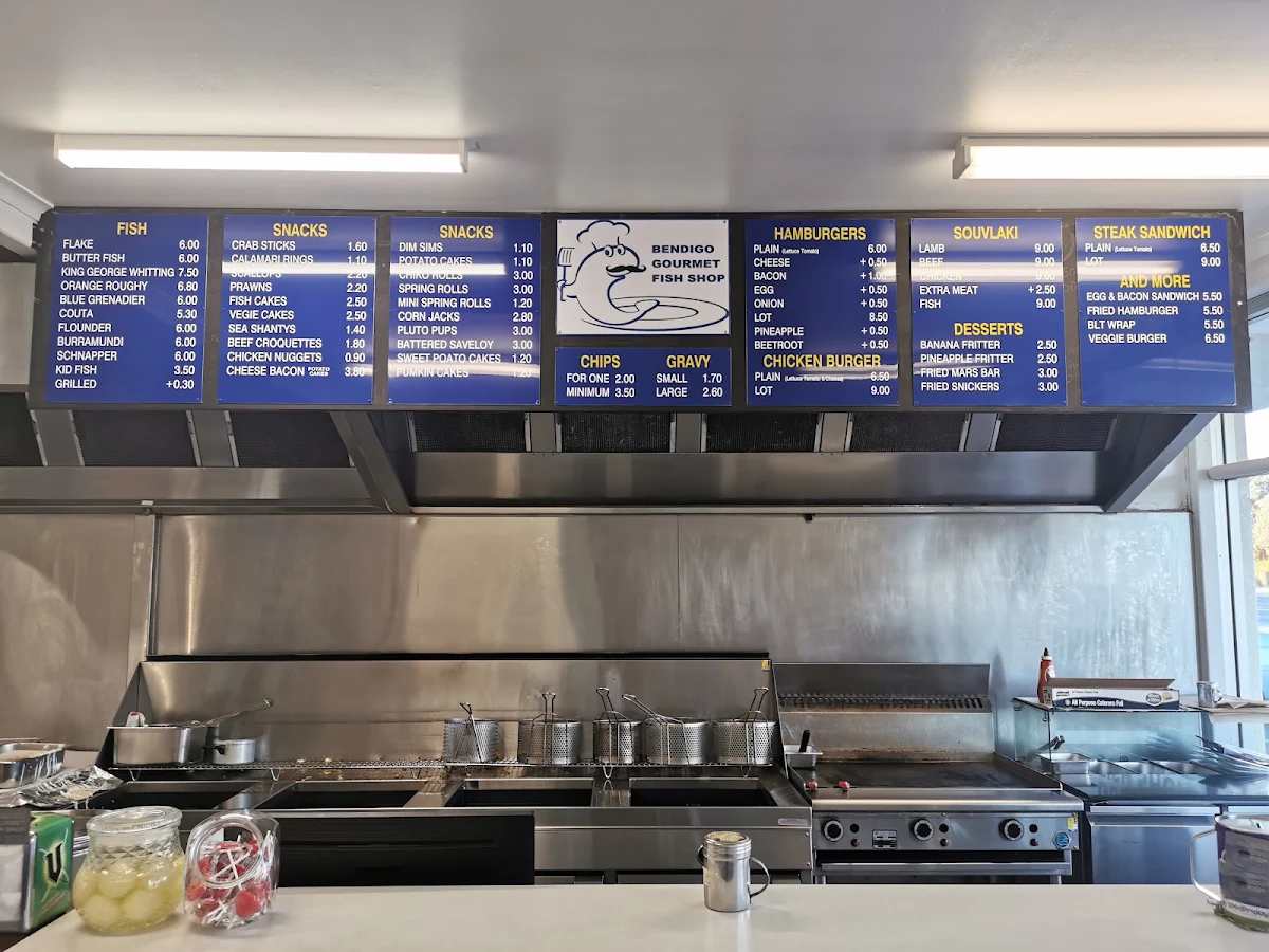 Menu, Bendigo Gourmet Fish Shop
