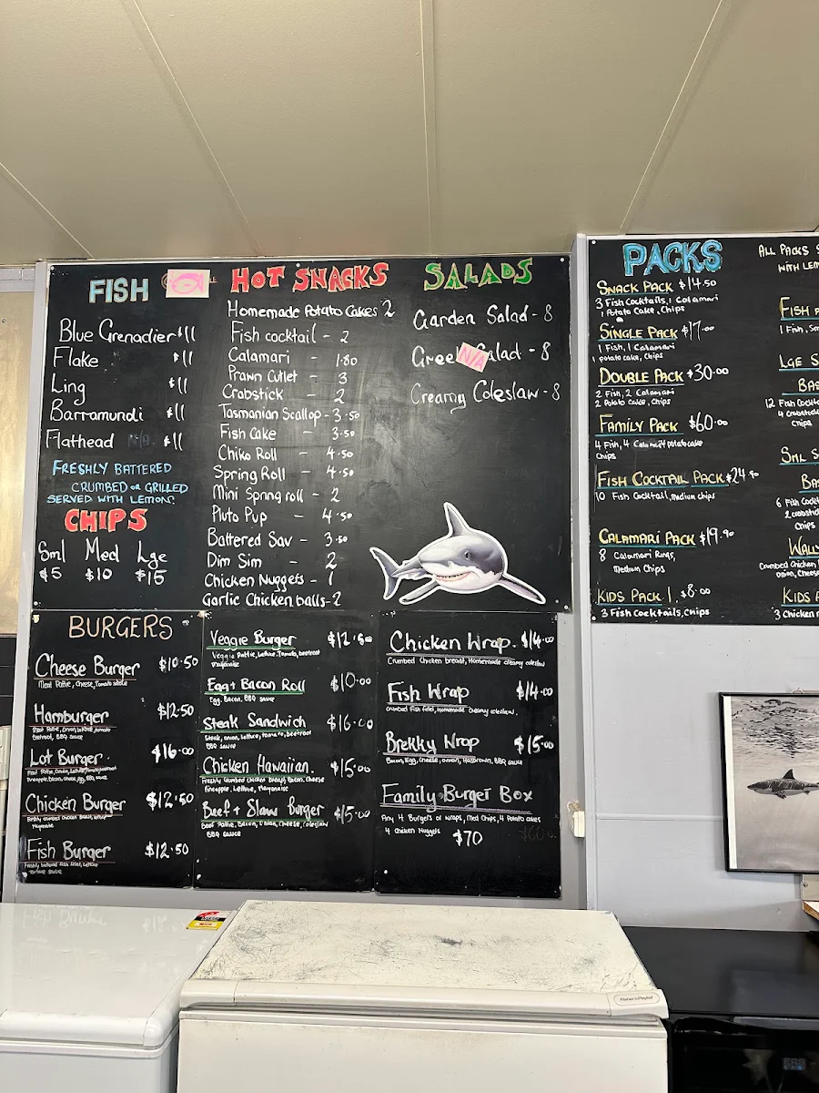 Menu, Eden Fish & Chips